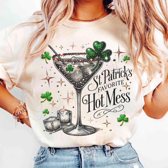 Other - St Patrick’s Graphics Tee, Funny Glitter Shamrock Beer T-shirt